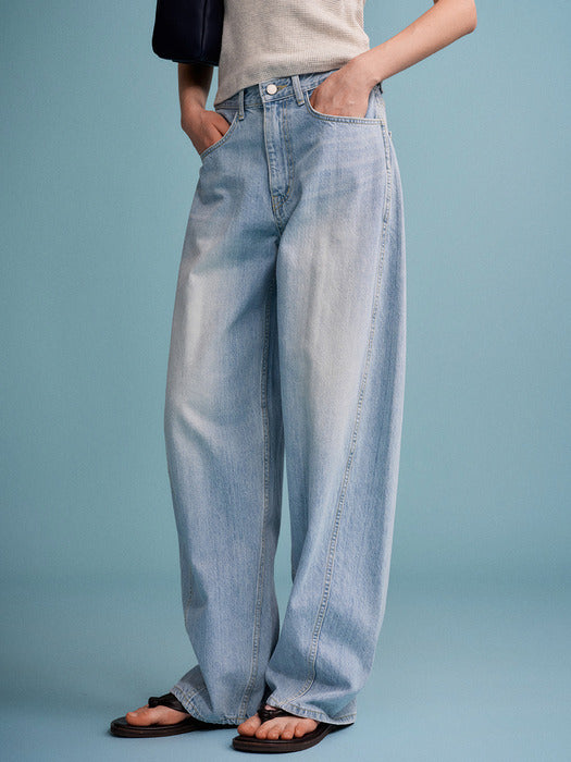 Facade Pattern Wide Tapered Denim light indigo