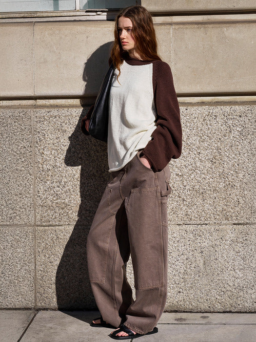 Facade Pattern Cotton Work Pants vintage brown
