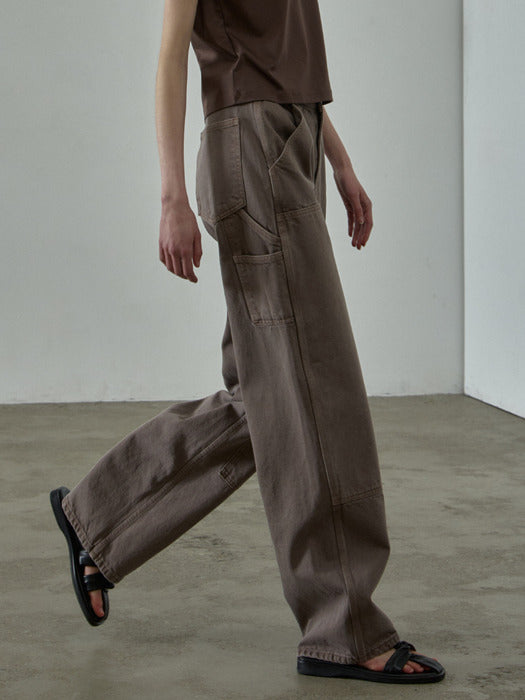 Facade Pattern Cotton Work Pants vintage brown