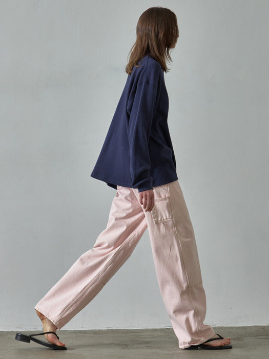 Facade Pattern Cotton Work Pants vintage pink