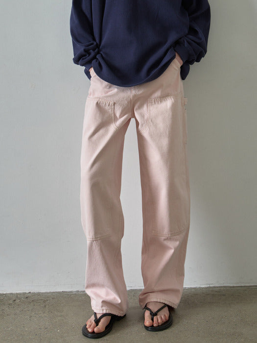 Facade Pattern Cotton Work Pants vintage pink