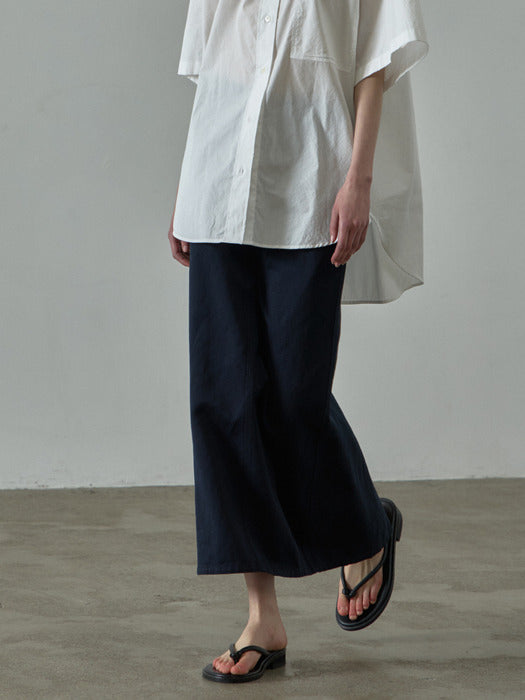 [facade pattern] Linen Cotton Maxi Skirt_navy