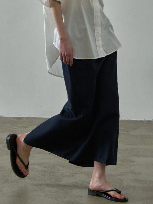 [facade pattern] Linen Cotton Maxi Skirt_navy