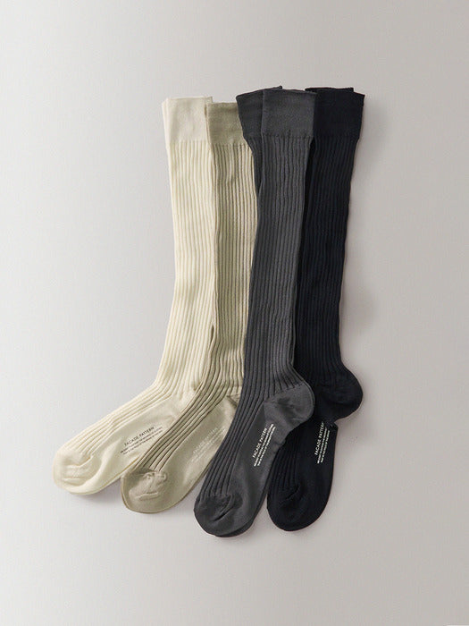 Facade Pattern Facade Silket Cotton Knee Socks