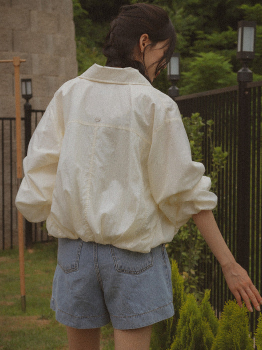 [TILLIDIE] Airy cotton pocket nylon jumper_Cream