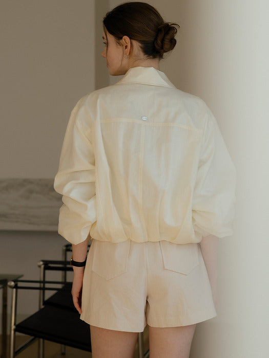 [TILLIDIE] Airy cotton pocket nylon jumper_Cream