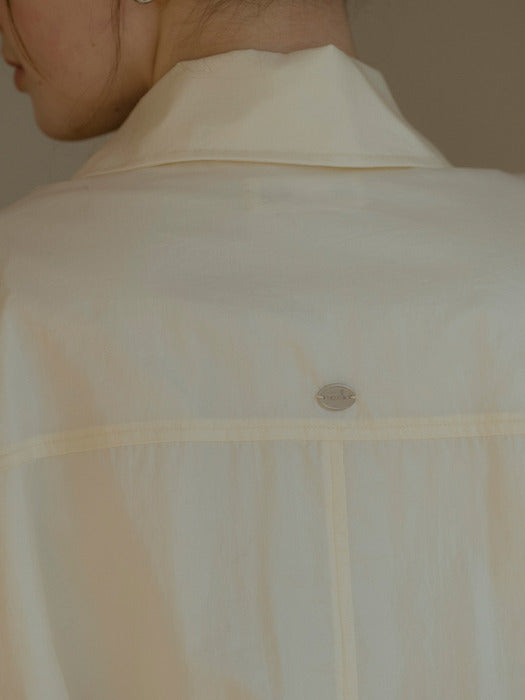 [TILLIDIE] Airy cotton pocket nylon jumper_Cream