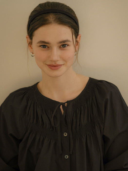 [TILLIDIE] Premium A-line soft cotton blouse_Black