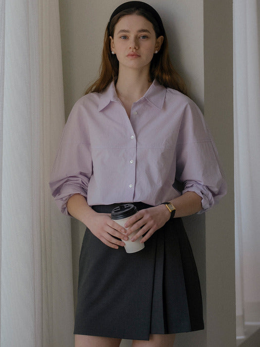 [TILLIDIE] Dolphin line cotton shirt_Purple