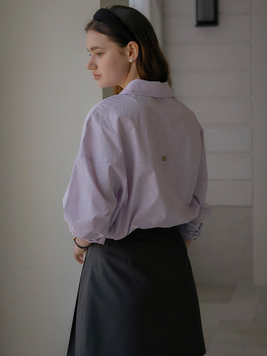 [TILLIDIE] Dolphin line cotton shirt_Purple