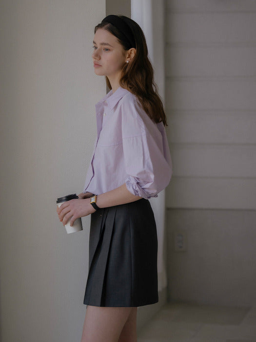 [TILLIDIE] Dolphin line cotton shirt_Purple