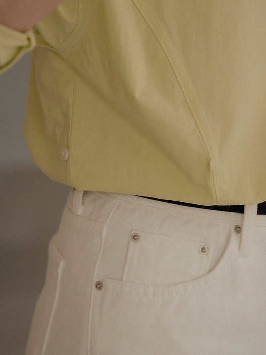 [TILLIDIE] Classic double stitch button cotton shirt_Light green