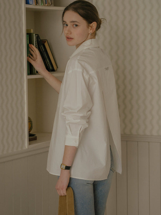 Tillidie Backslit detail soft cotton shirt Ivory