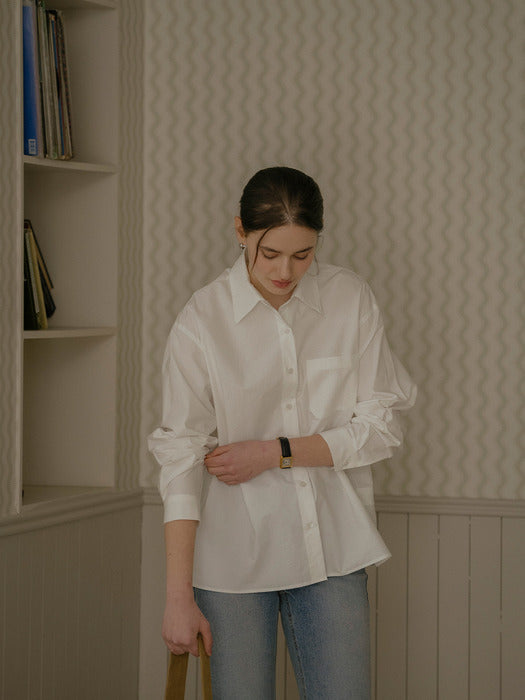 Tillidie Backslit detail soft cotton shirt Ivory