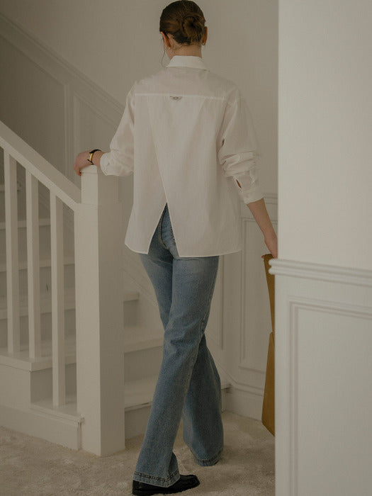 Tillidie Backslit detail soft cotton shirt Ivory