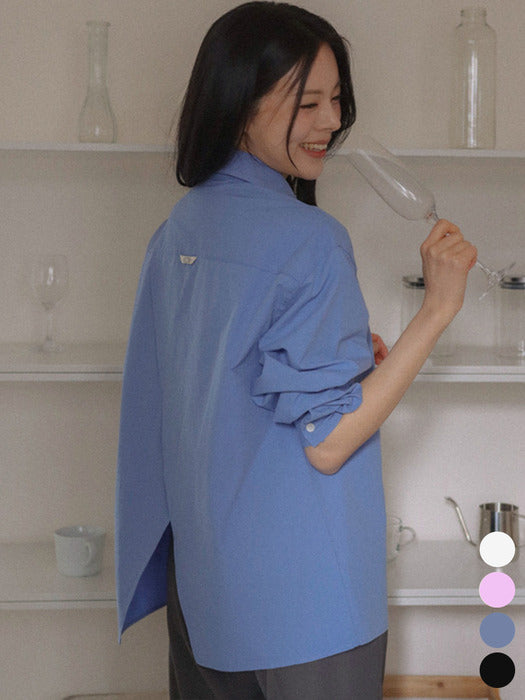 [tillidie] Backslit detail soft cotton shirt_4color