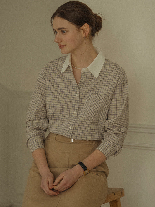 [TILLIDIE] Minimal multi pocket check shirt_Yellow