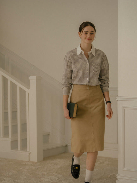 [TILLIDIE] Minimal multi pocket check shirt_Yellow