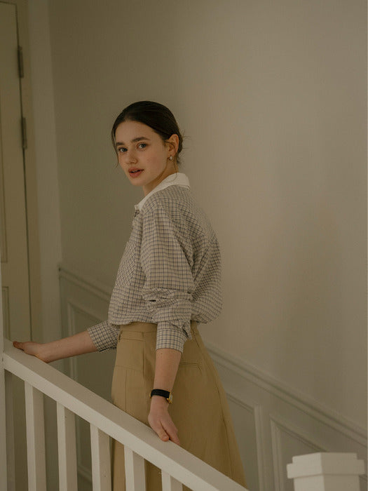 [TILLIDIE] Minimal multi pocket check shirt_Yellow