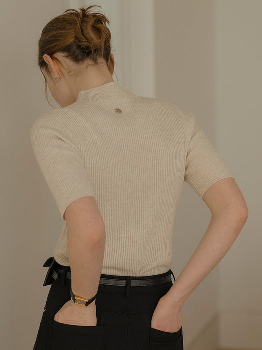 [TILLIDIE] Rip cash blended v-neck knit_Oatmeal