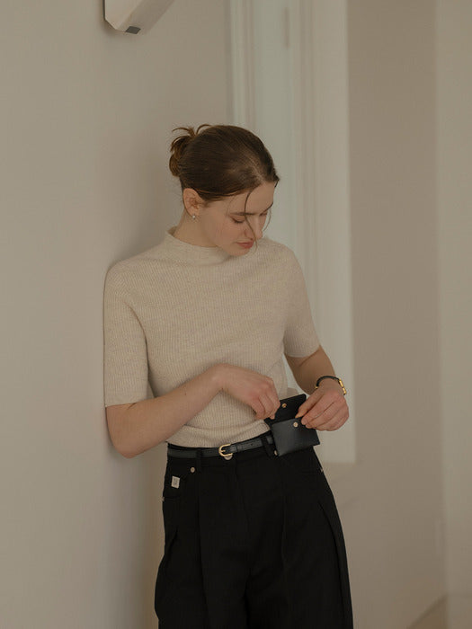 [TILLIDIE] Rip cash blended v-neck knit_Oatmeal