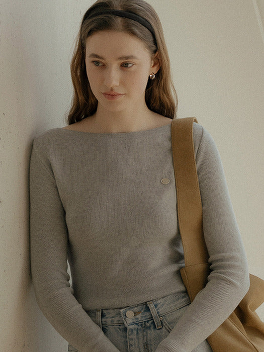 [TILLIDIE] Minimal line slim knit_Gray