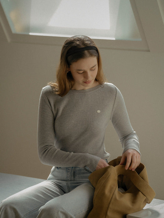 [TILLIDIE] Minimal line slim knit_Gray