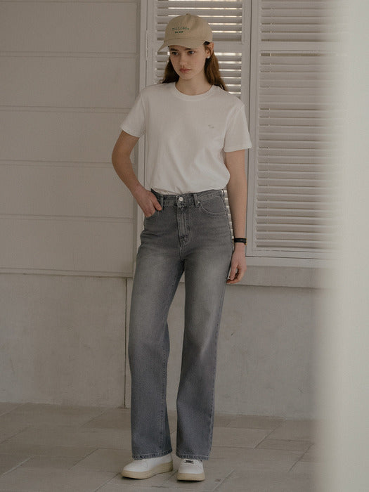 [TILLIDIE] Vintage washed straight cotton pants_Gray