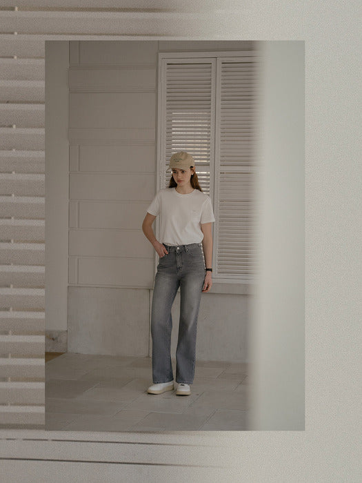 [TILLIDIE] Vintage washed straight cotton pants_Gray