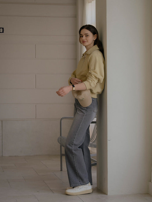[TILLIDIE] Vintage washed straight cotton pants_Gray