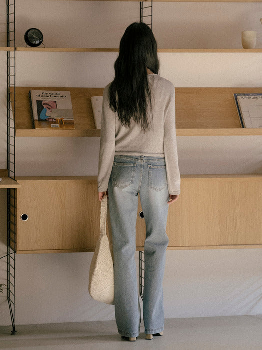 Tillidie Natural washed bootcut denim pants Blue