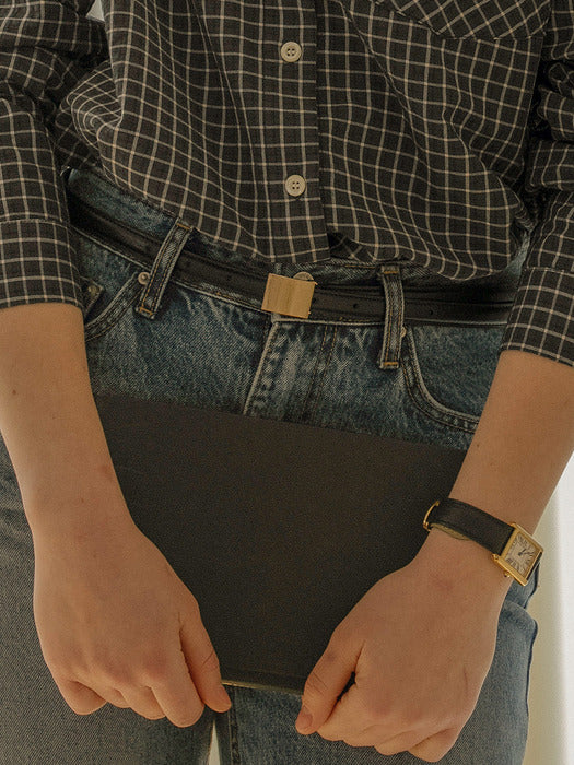 [TILLIDIE] Minimal metal buckle belt_[2color]