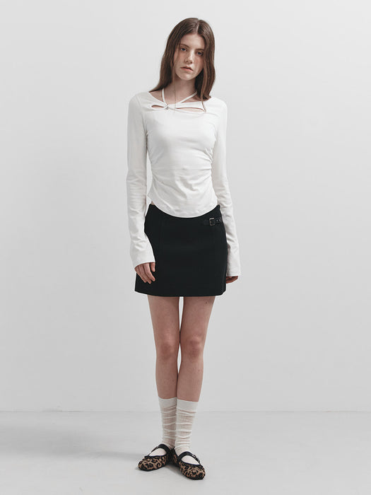 Raive Buckle Detail Mini Skirt in Black