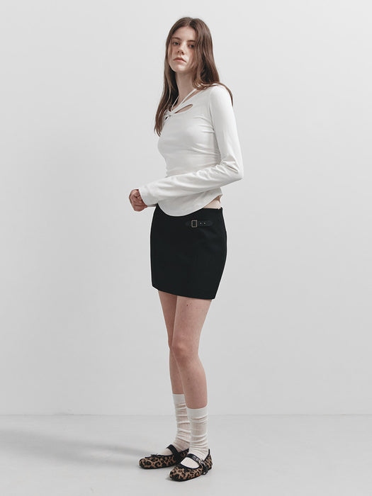 Raive Buckle Detail Mini Skirt in Black