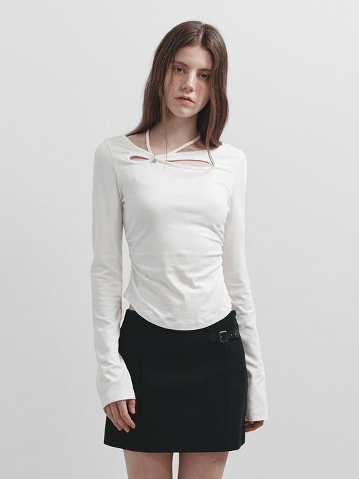 Raive Buckle Detail Mini Skirt in Black