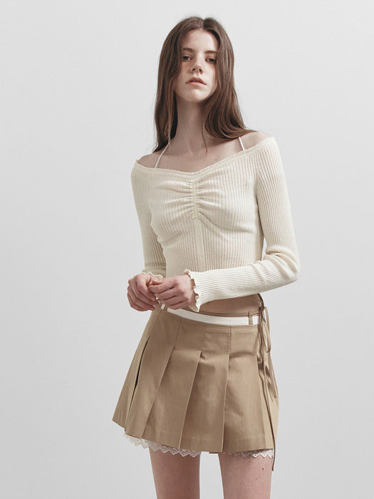 Raive Off Shoulder String Knit in Ivory