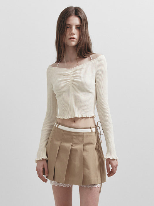 Raive Off Shoulder String Knit in Ivory