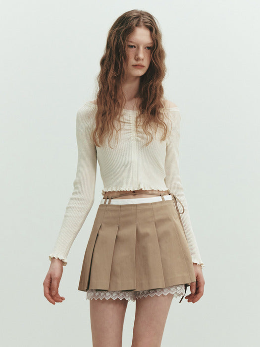 Raive Off Shoulder String Knit in Ivory