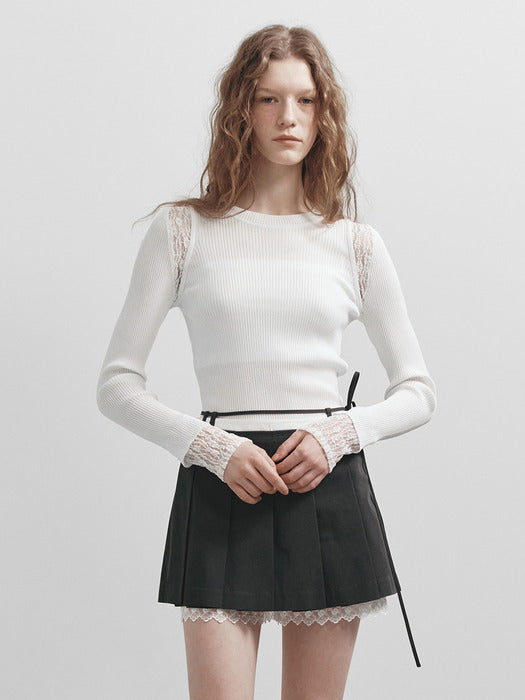 [raive] Lace Detail Knit VK5SP112_2color