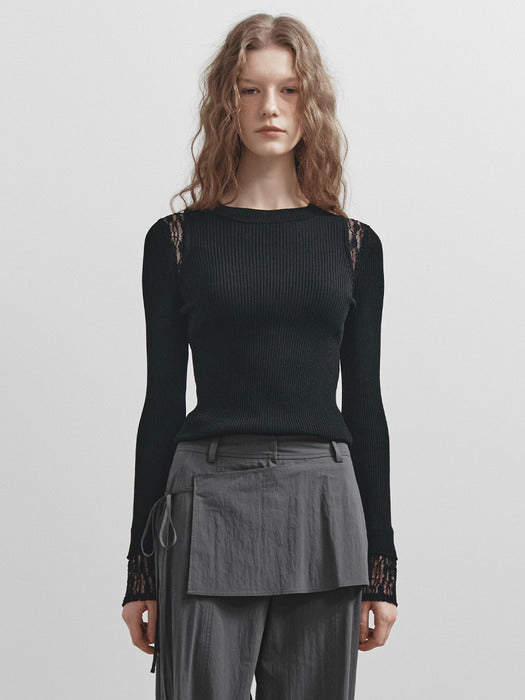 [raive] Lace Detail Knit VK5SP112_2color