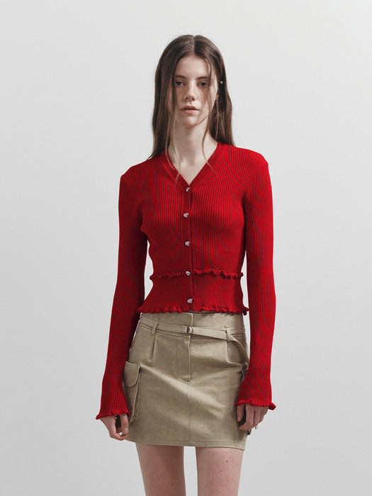 Raive Frill Detail Knit Cardigan