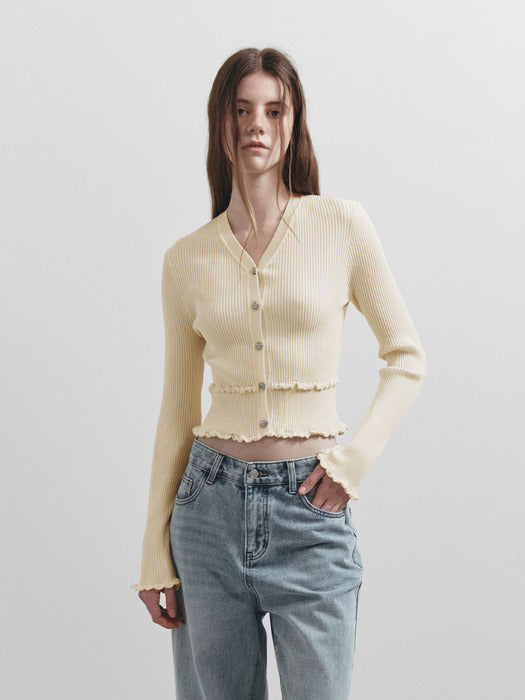 Raive Frill Detail Knit Cardigan