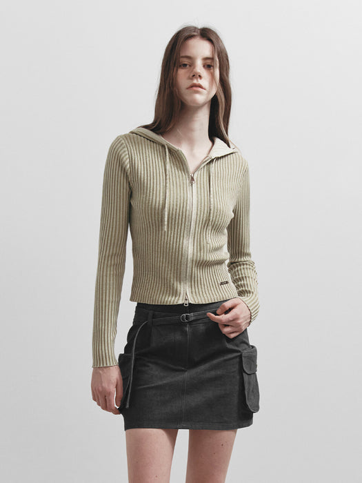 [raive] Hood Zip-up Cardigan in Olive VK5SD103-41