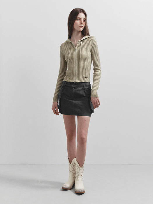 [raive] Hood Zip-up Cardigan in Olive VK5SD103-41