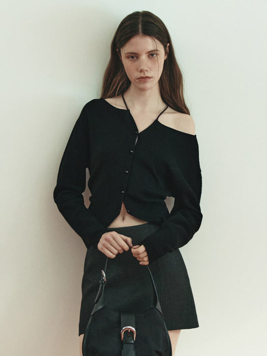 Raive Neck Strap Knit Cardigan