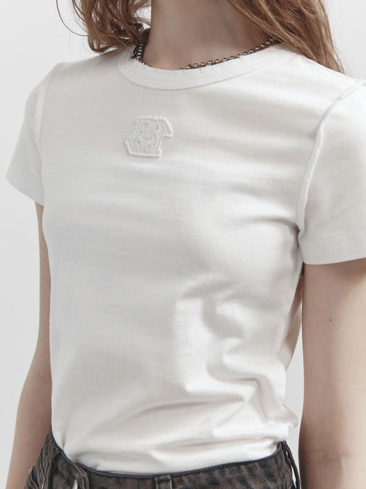 [raive] Essential New Embroidered T-shirt VW5SE521_2color