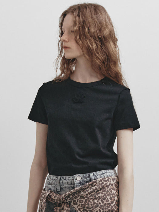 [raive] Essential New Embroidered T-shirt VW5SE521_2color