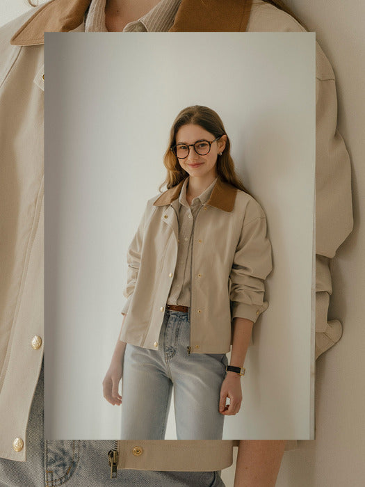 [TILLIDIE] Embo cotton oversized stripe shirt_Beige