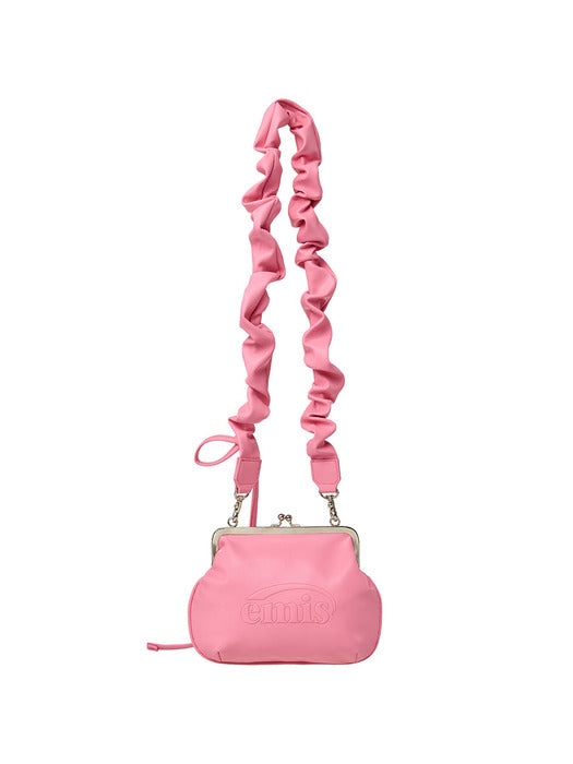 [emis] STRING STRAP CLASP FRAME PURSE BAG-PINK