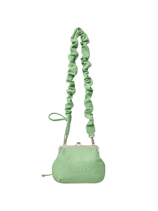 [emis] STRING STRAP CLASP FRAME PURSE BAG-GREEN